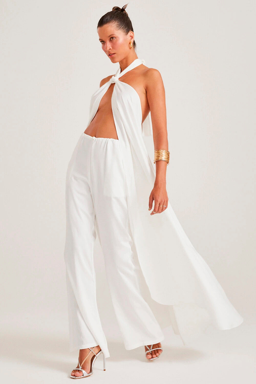 VESTIDO LONGO FRENTE UNICA COM ABERTURA FRONTAL OFF WHITE