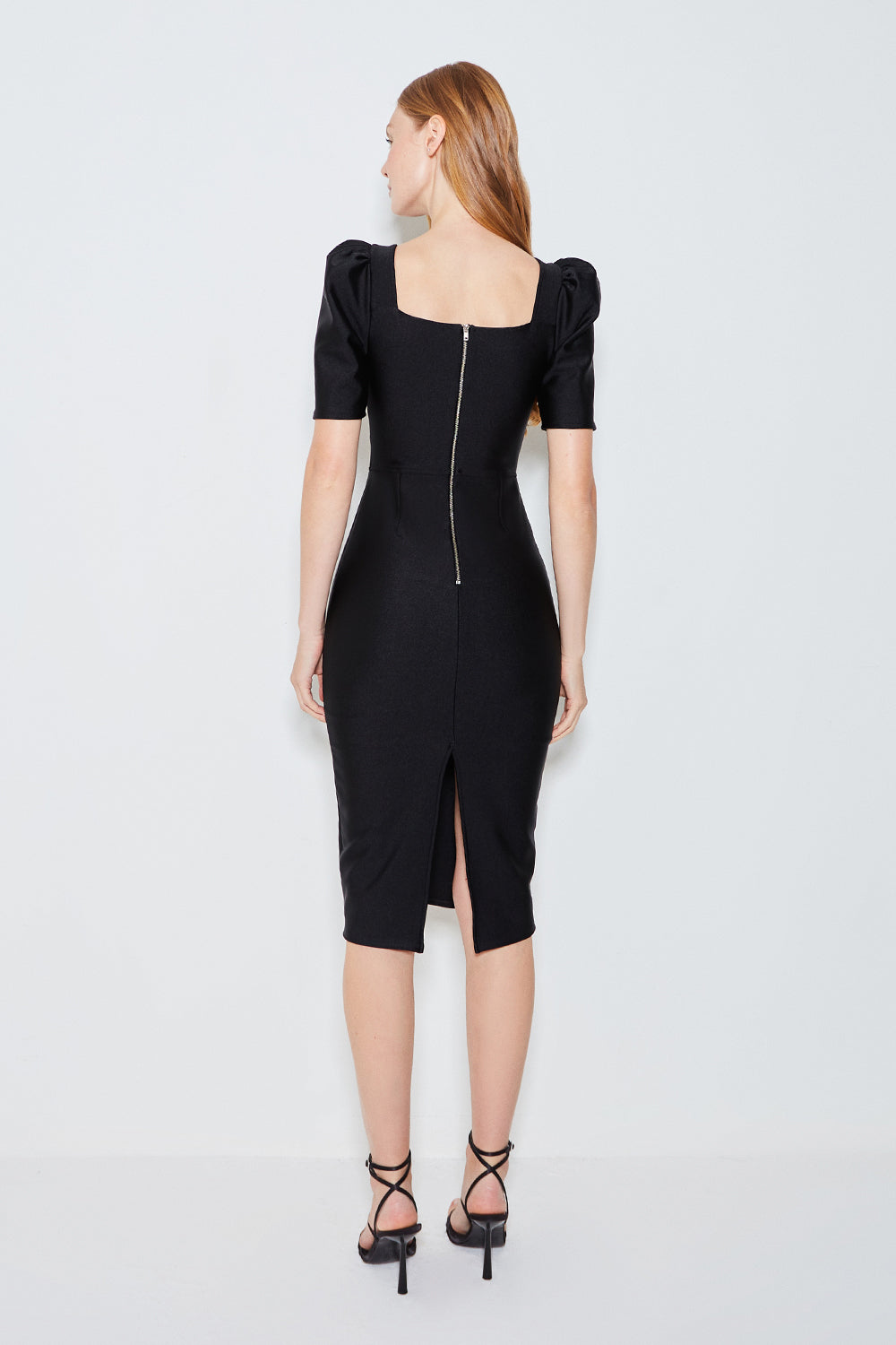 VESTIDO MIDI SCULPT DECOTE COM ARO PRETO