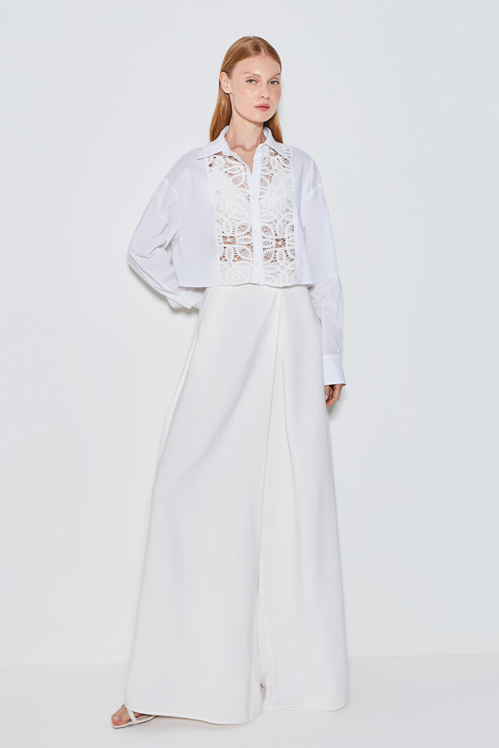 CAMISA MANGA LONGA DETALHE EM RENDA OFF WHITE