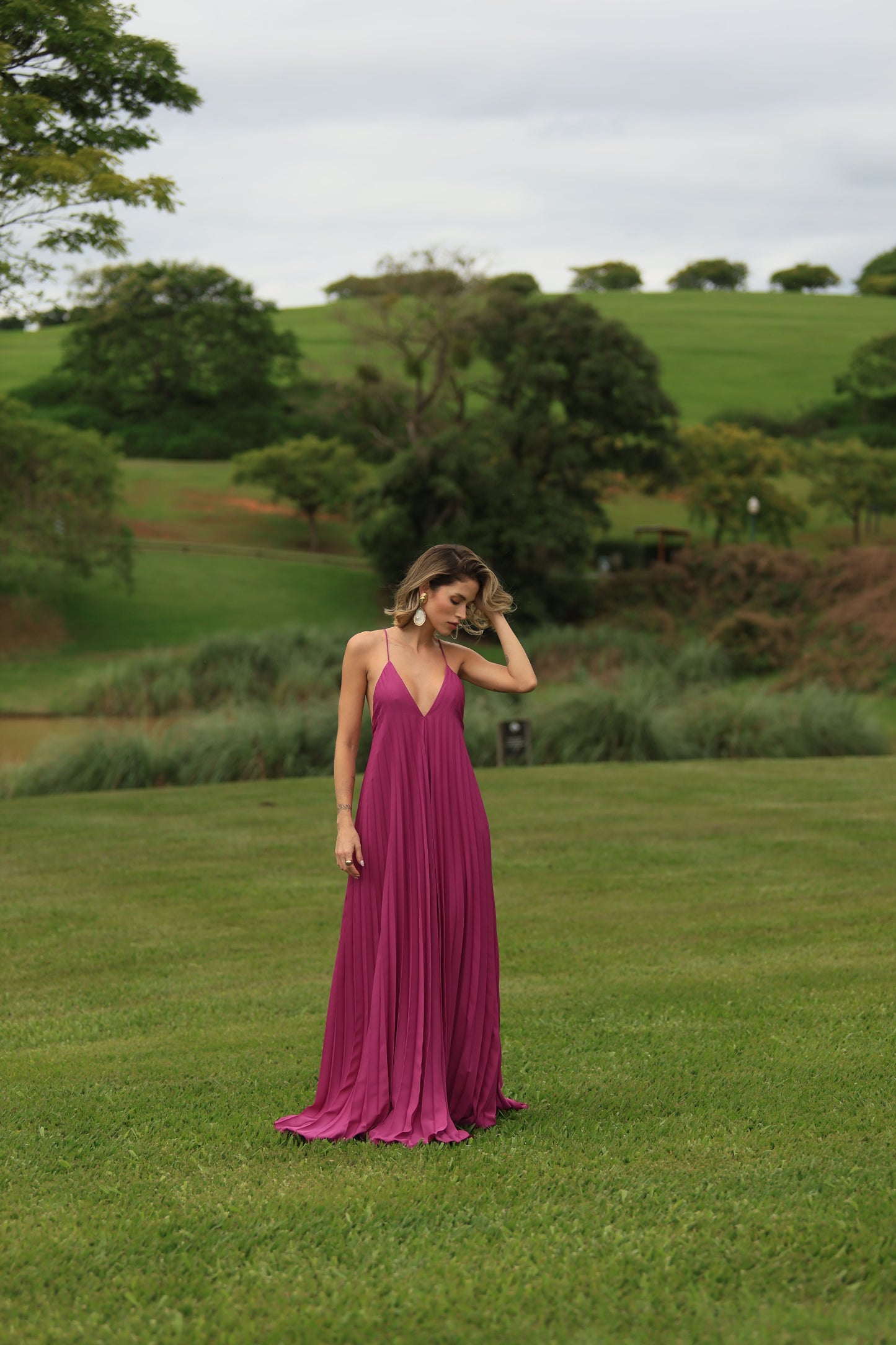 Vestido L'arc Plissado Encomenda