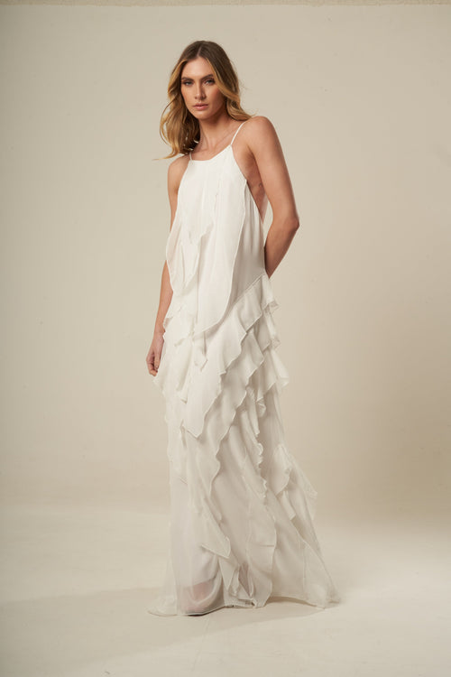 Vestido Babados Off White