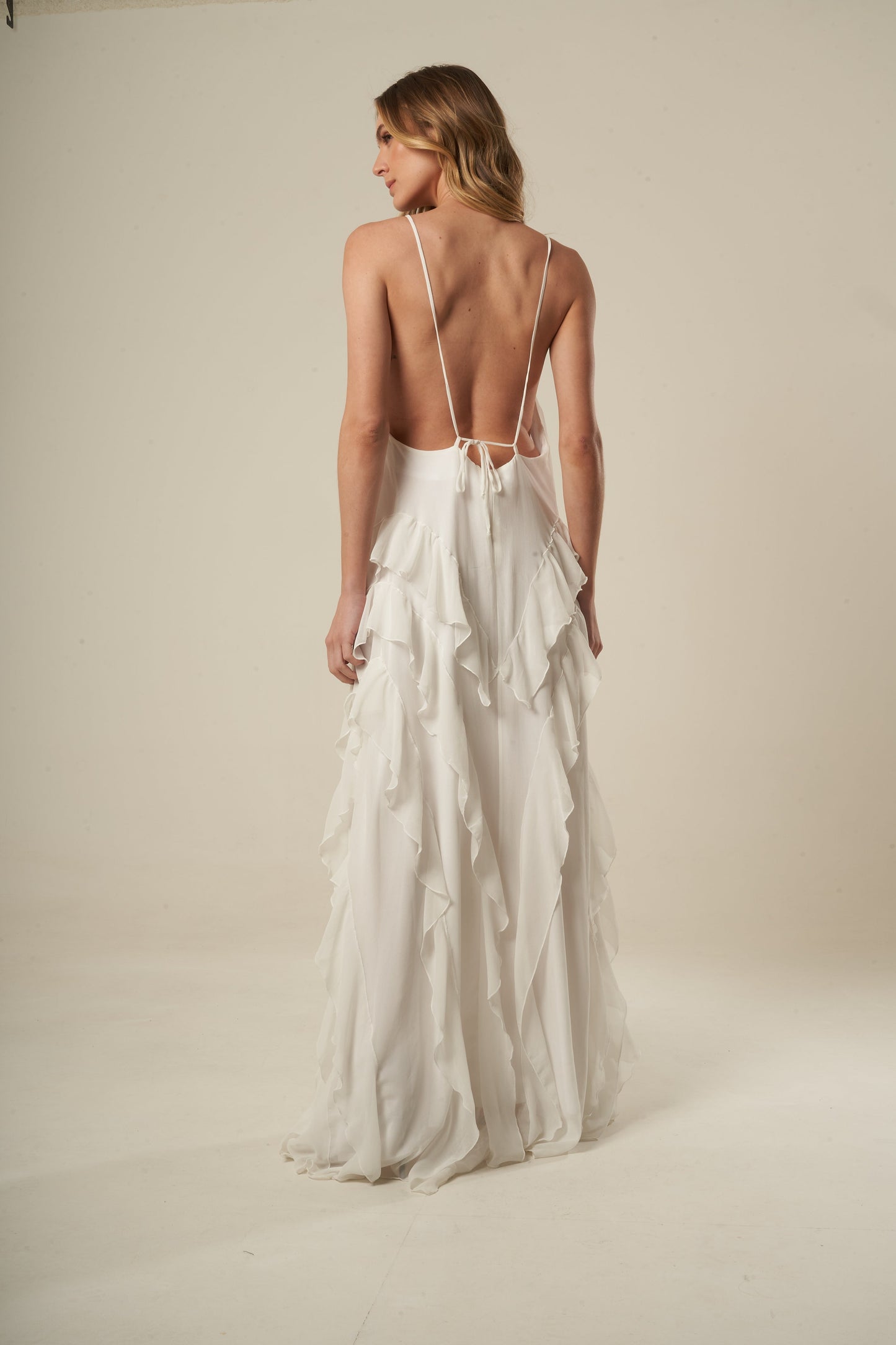 Vestido Babados Off White