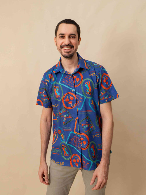 CAMISA DE BOTÃO | RETRATOS AZUL