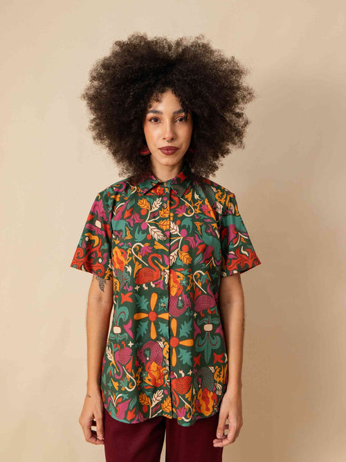CAMISA DE BOTÃO | ILUMINURAS VERDE