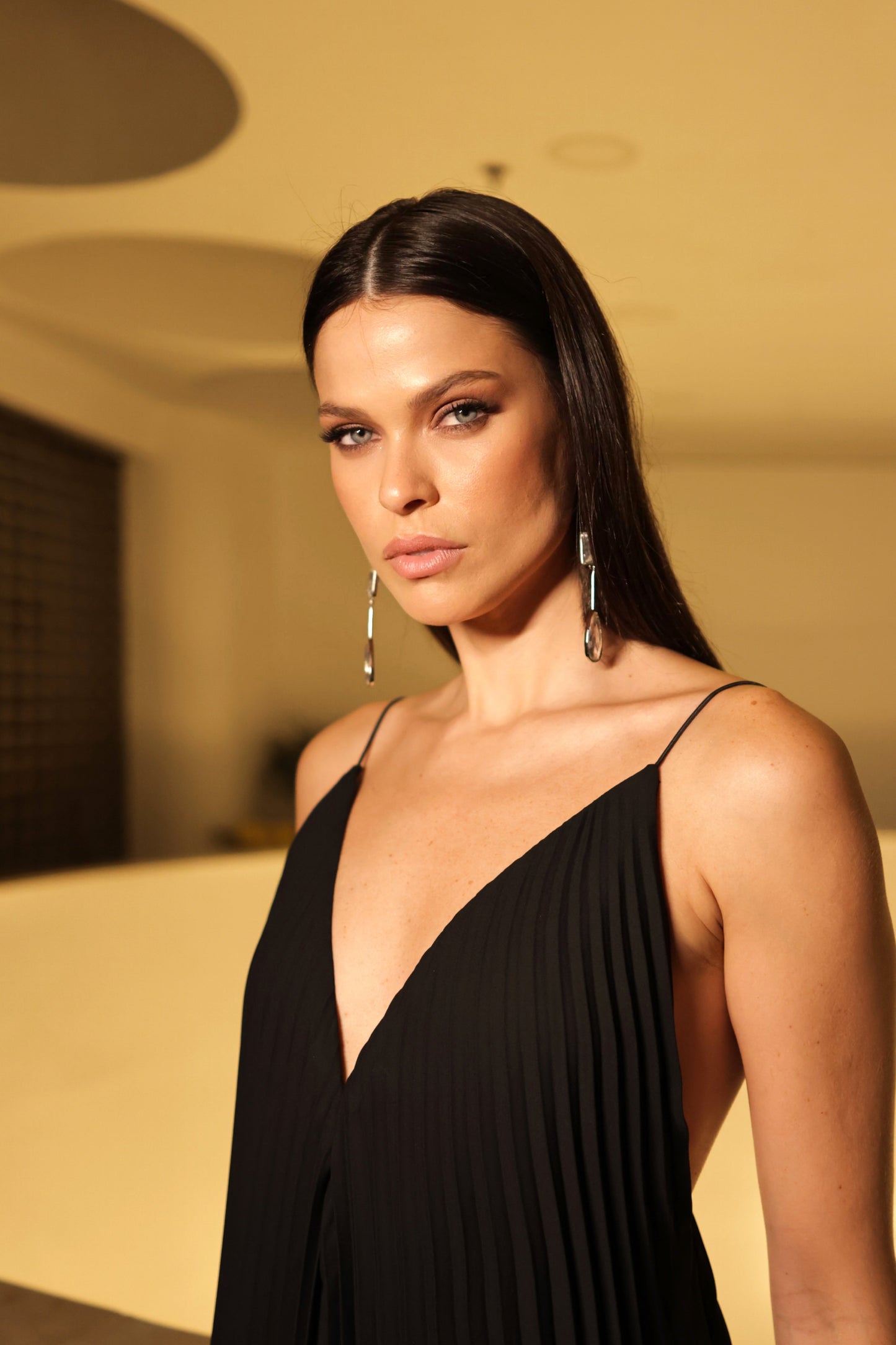 Vestido L'arc Plissado Preto