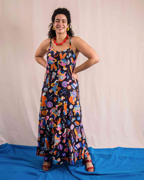 Vestido Gio Longuete | Forró Preto