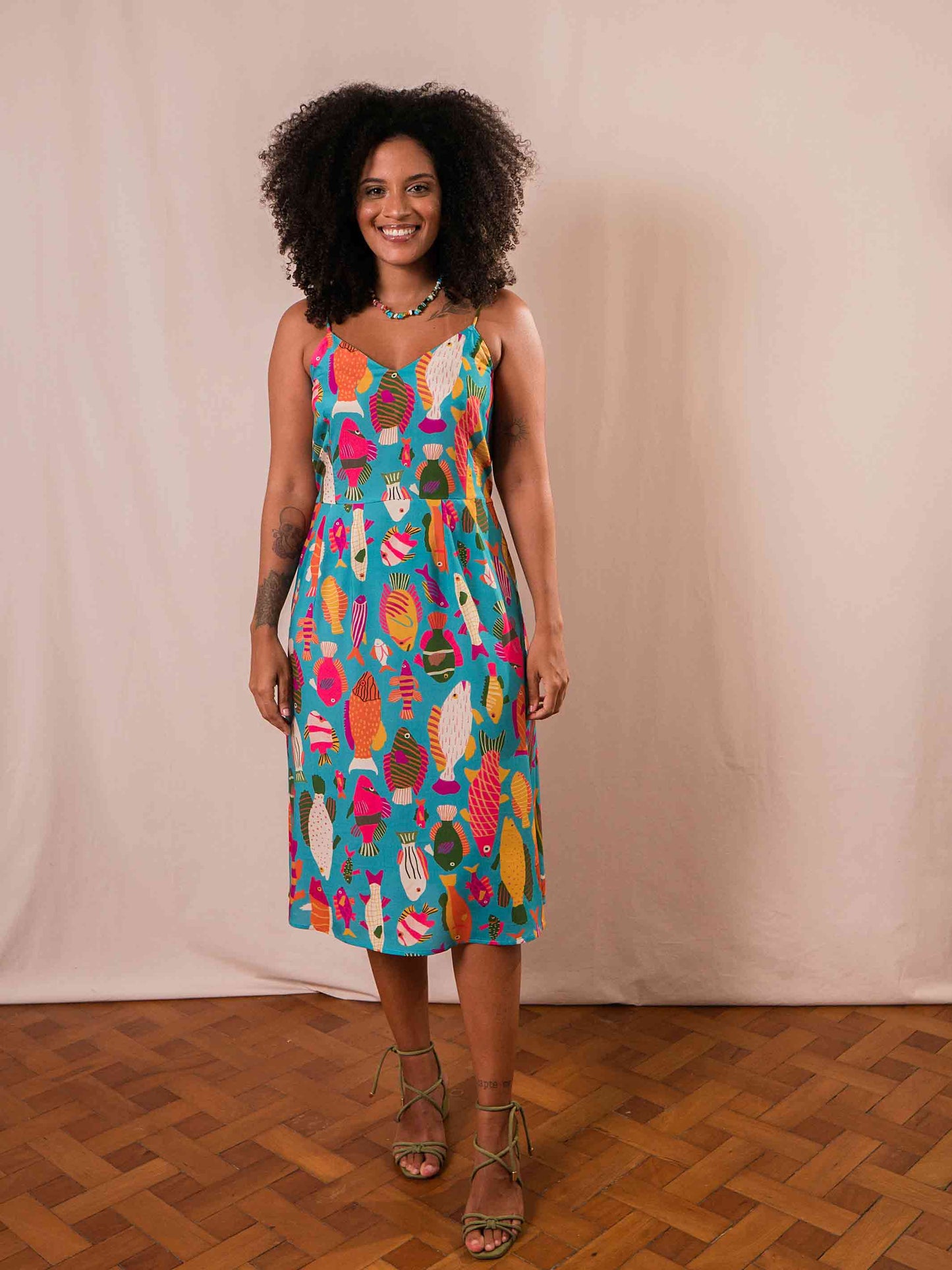 Vestido Pilar Peixes | Azul