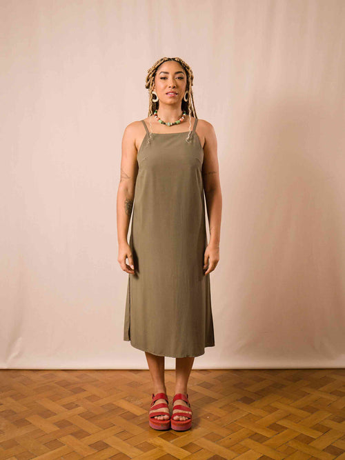 VESTIDO TRAPÉZIO | VERDE MUSGO