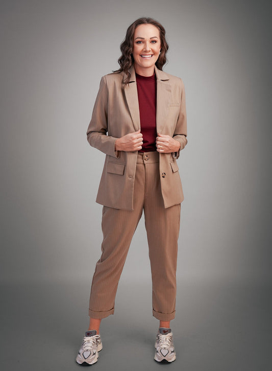 Blazer Elizete - Risca de Giz Bege