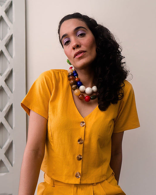 Cropped Lina | Linho Mostarda