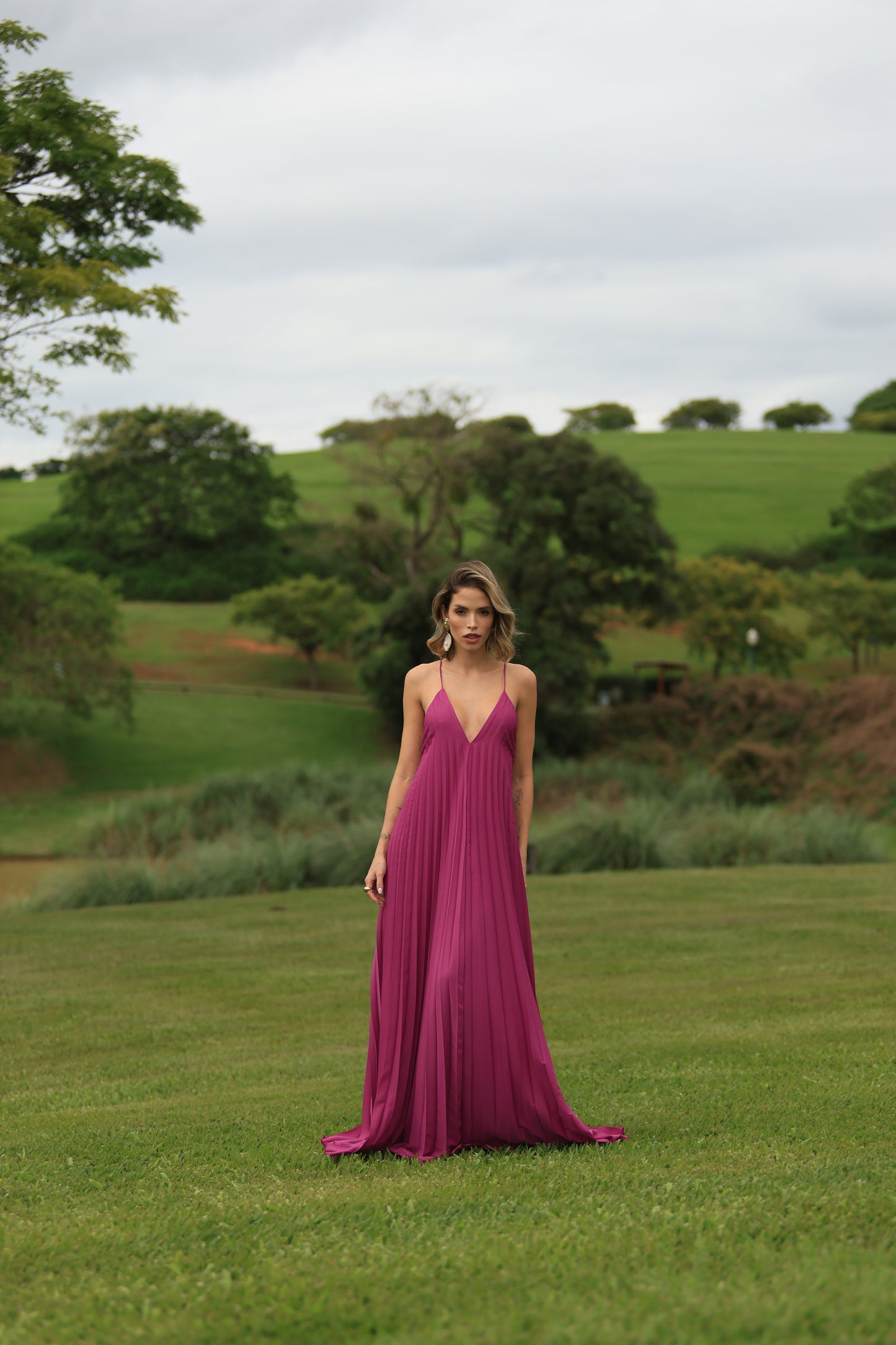 Vestido L'arc Plissado Encomenda
