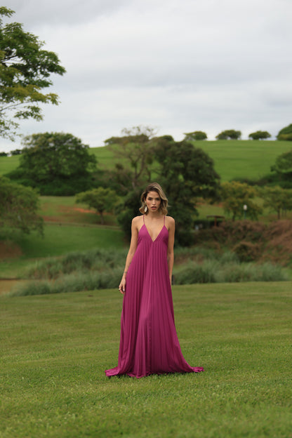 Vestido L'arc Plissado Encomenda