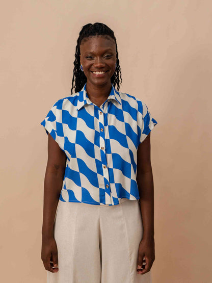 BLUSA BOTÕES | ONDAS AZUL