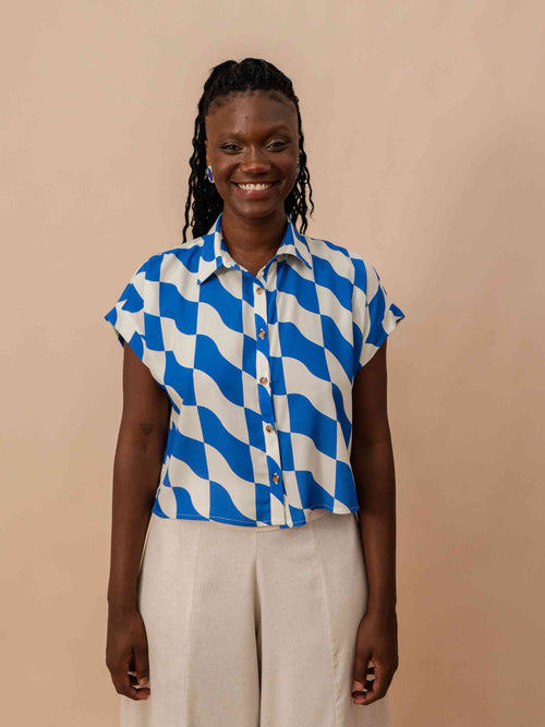 BLUSA BOTÕES | ONDAS AZUL
