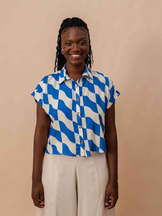 BLUSA BOTÕES | ONDAS AZUL