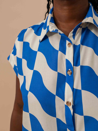 BLUSA BOTÕES | ONDAS AZUL