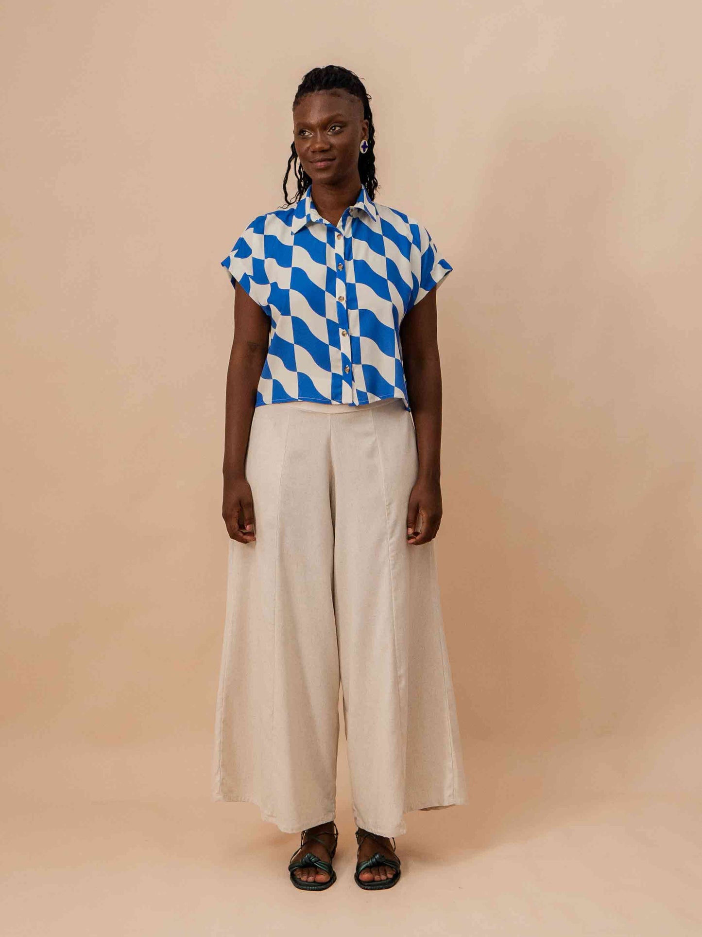 BLUSA BOTÕES | ONDAS AZUL