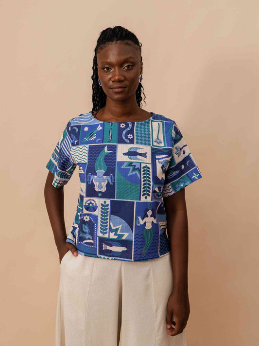 BLUSA MALU | ARMORIAL AZUL