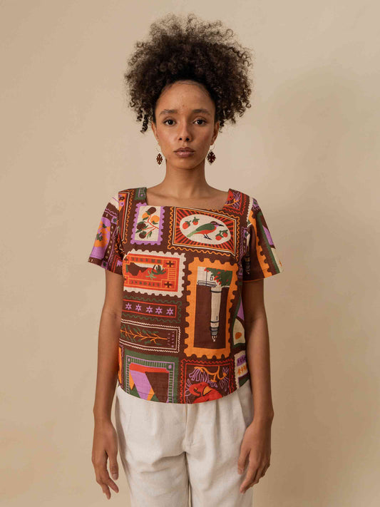 BLUSA SÔNIA | SELO POSTAL MARROM