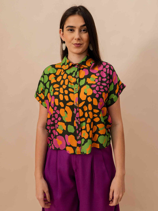 BLUSA BOTÕES | ONÇA PINTADA VERDE