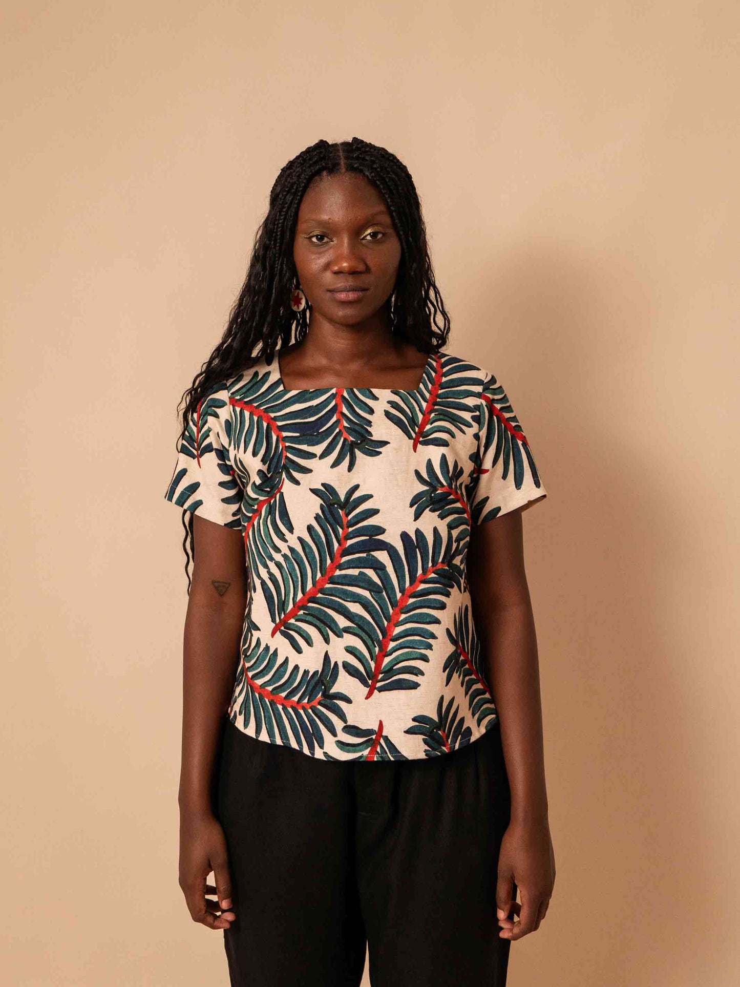 BLUSA SÔNIA ALGODÃO | PALMEIRA AZUL