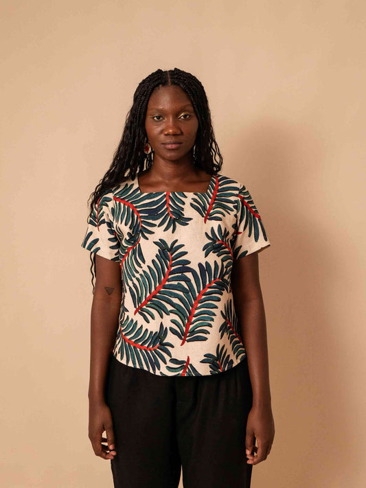 BLUSA SÔNIA ALGODÃO | PALMEIRA AZUL