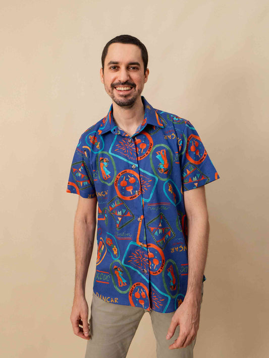 CAMISA DE BOTÃO | RETRATOS AZUL