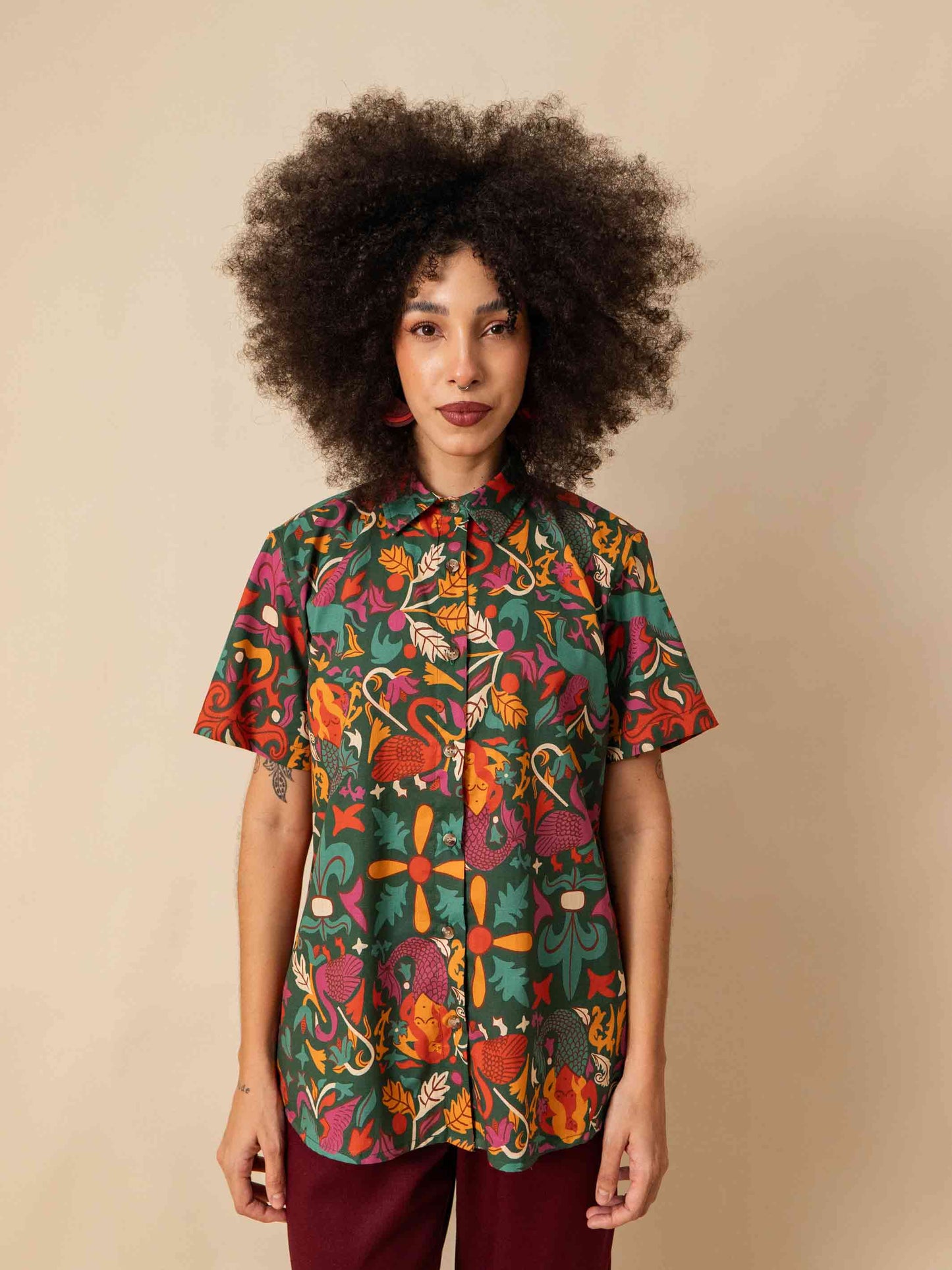 CAMISA DE BOTÃO | ILUMINURAS VERDE