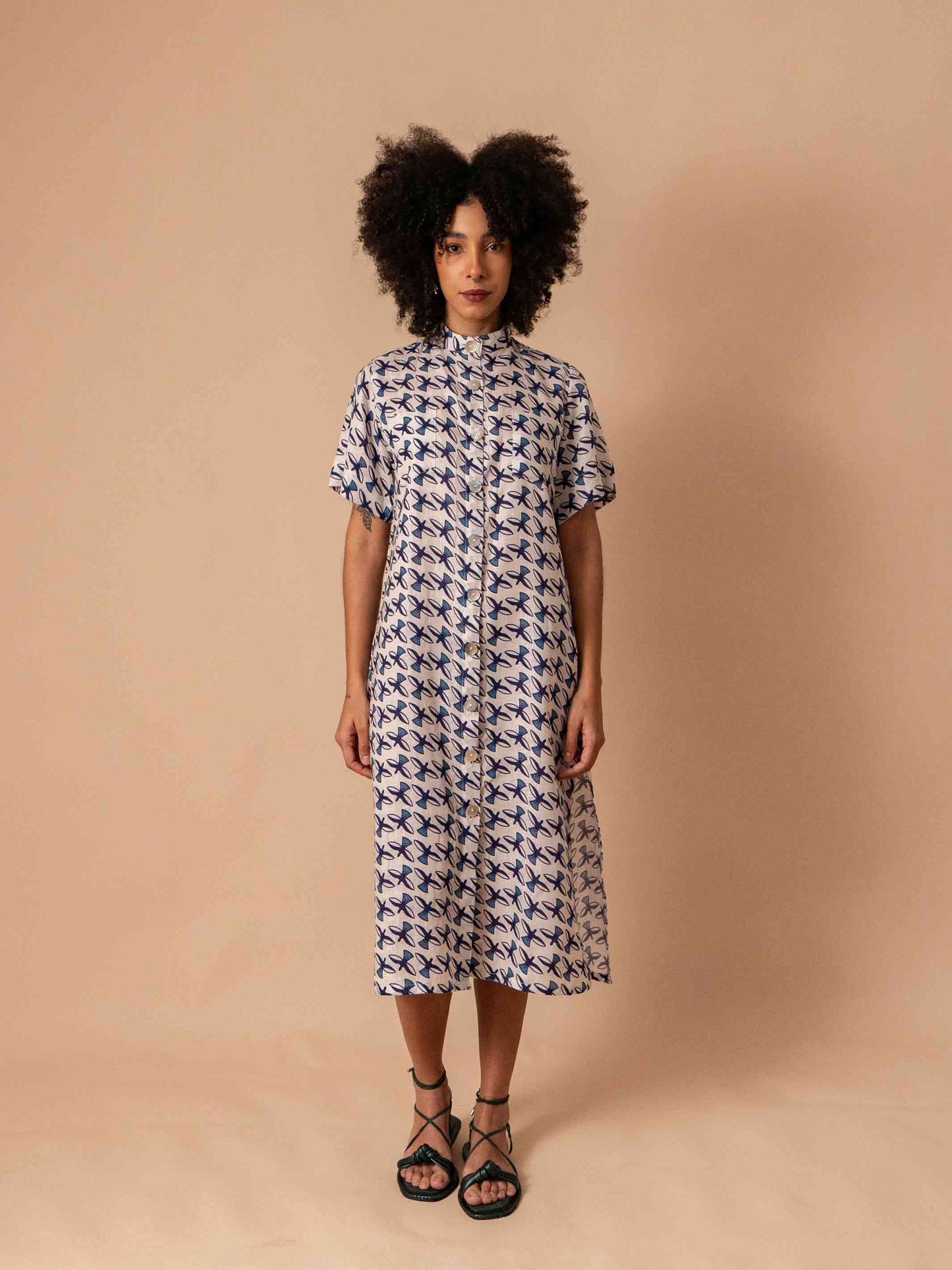 CHEMISE GOLA PADRE LINHO 100% | PÁSSAROS