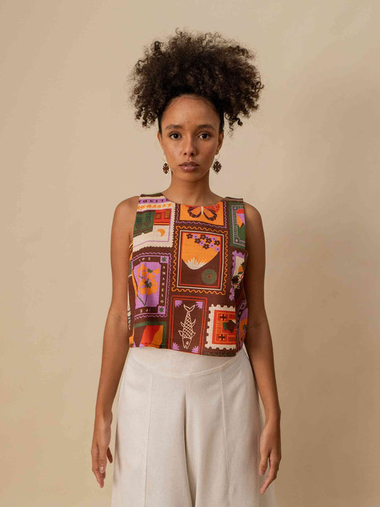 CROPPED MAYA | SELO POSTAL MARROM