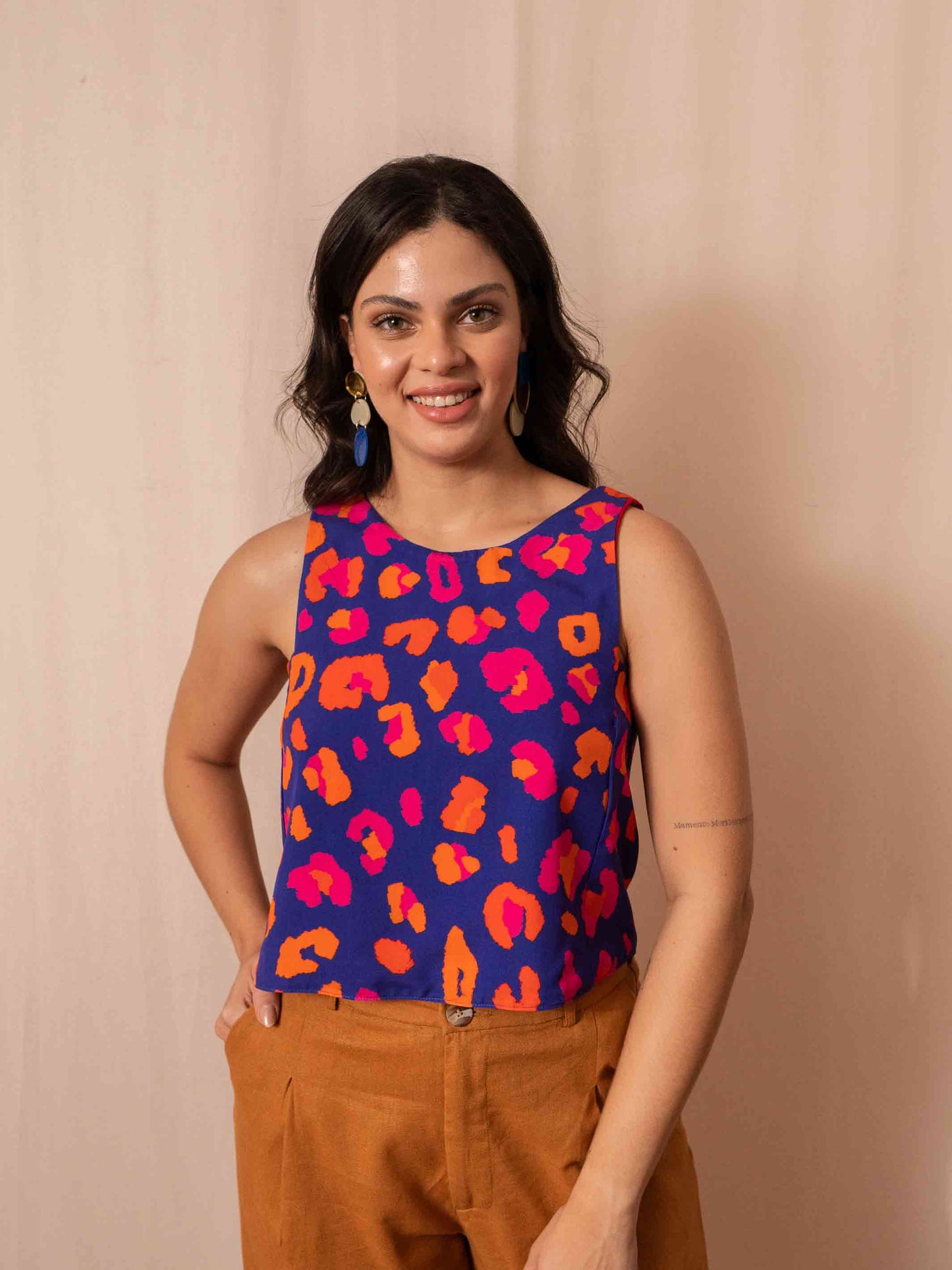 CROPPED MAYA DUPLA FACE | ONCINHA AZUL