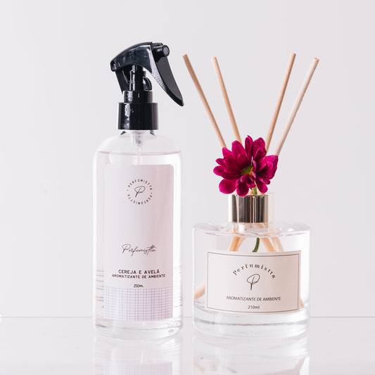 KIT Casa Perfumada do Cereja com Avelã - Homespray e Difusor