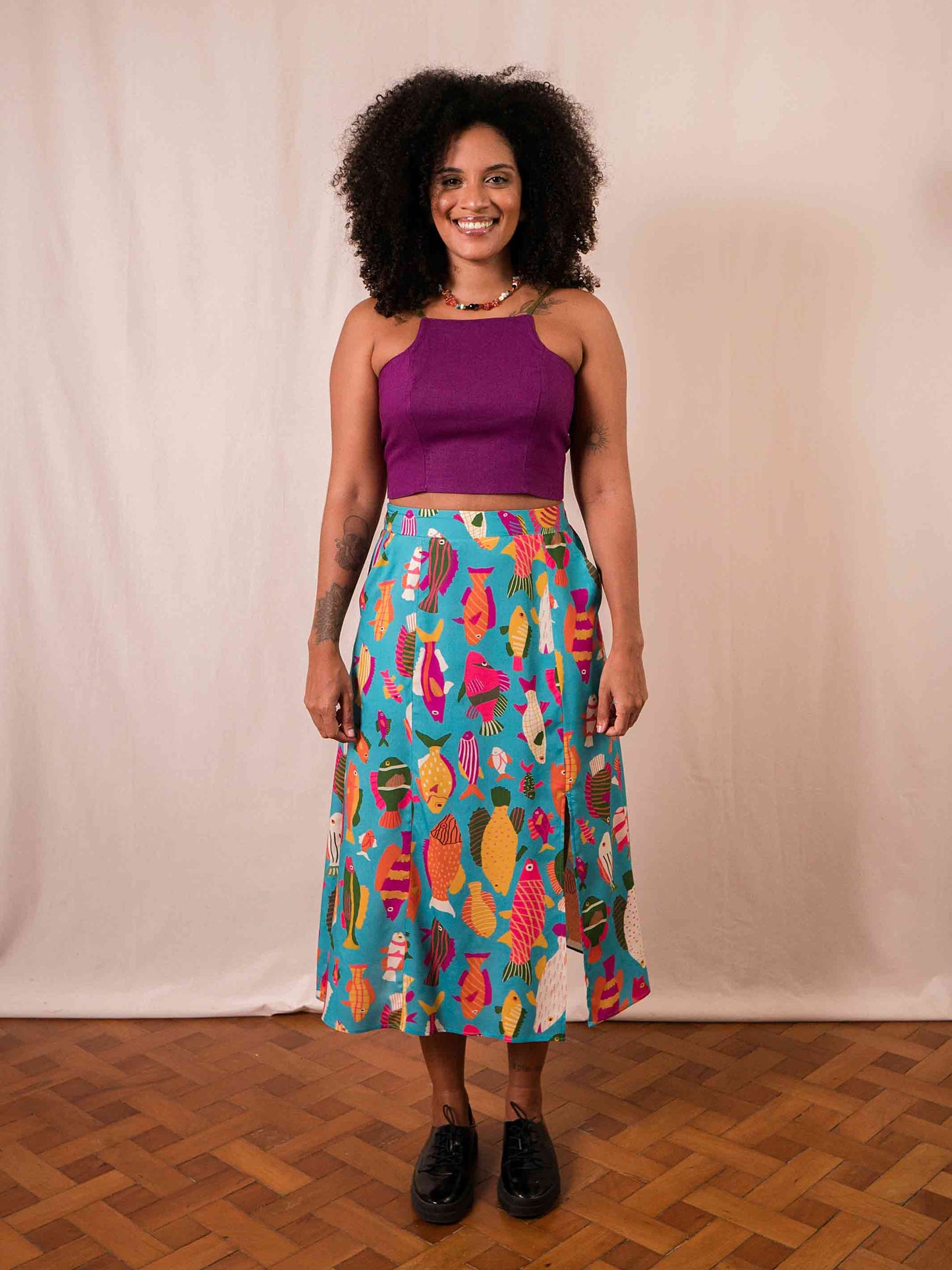 Saia Agatha Peixes | Azul