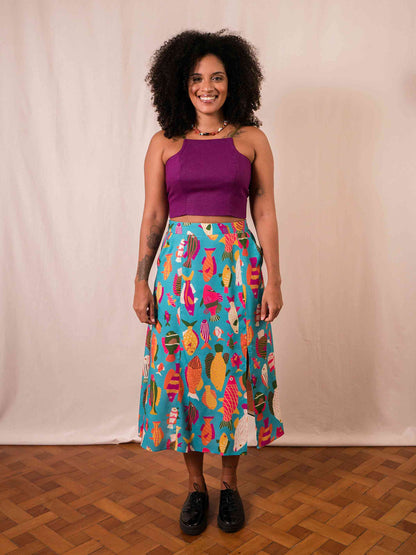 Saia Agatha Peixes | Azul
