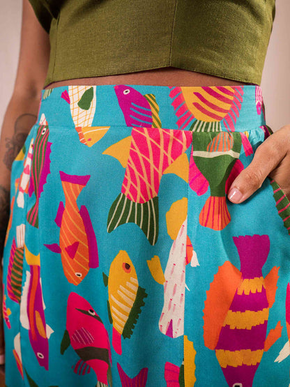 Saia Agatha Peixes | Azul