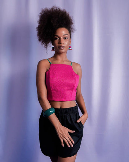 Top Laço Dupla Face | Verde e Pink