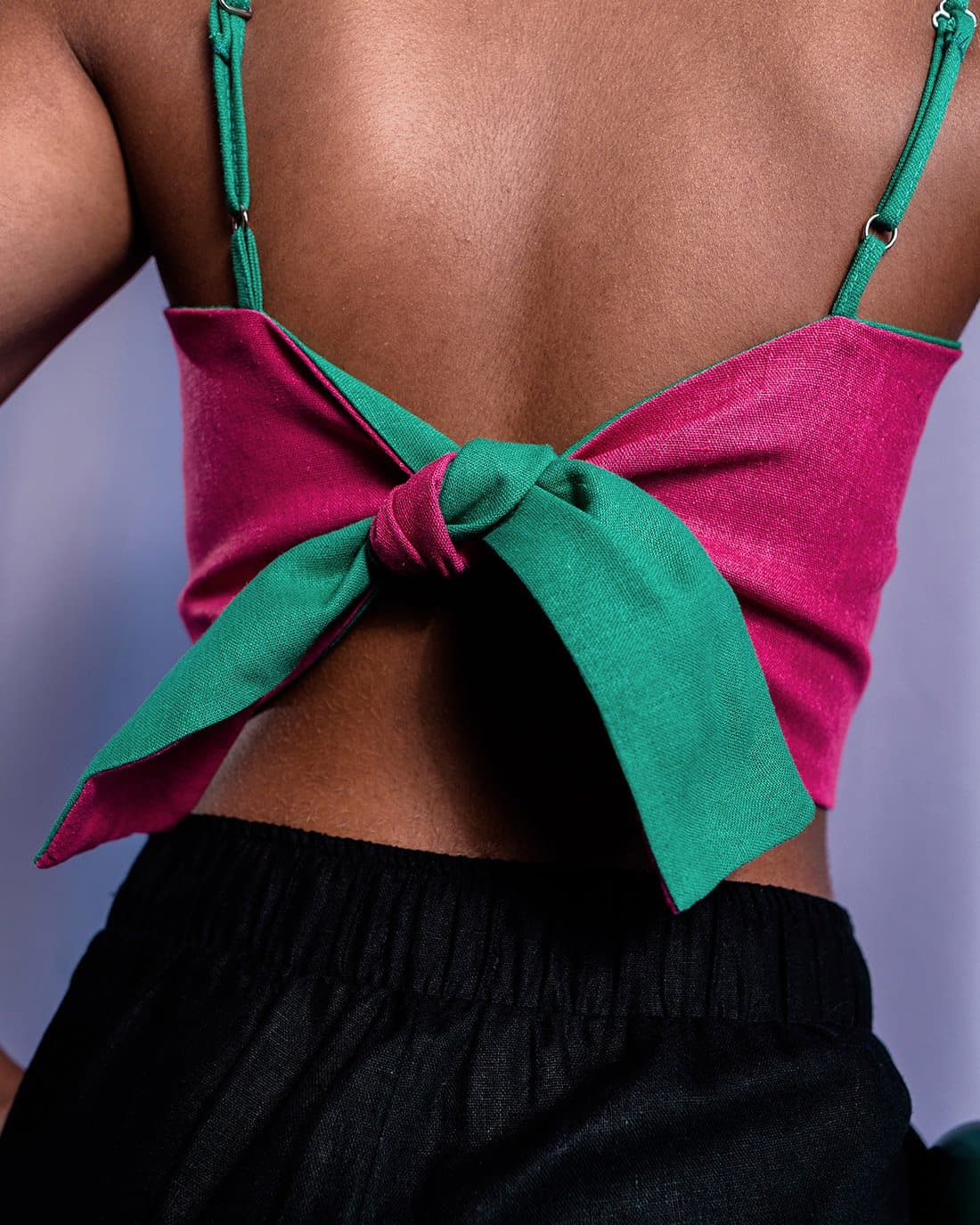 Top Laço Dupla Face | Verde e Pink