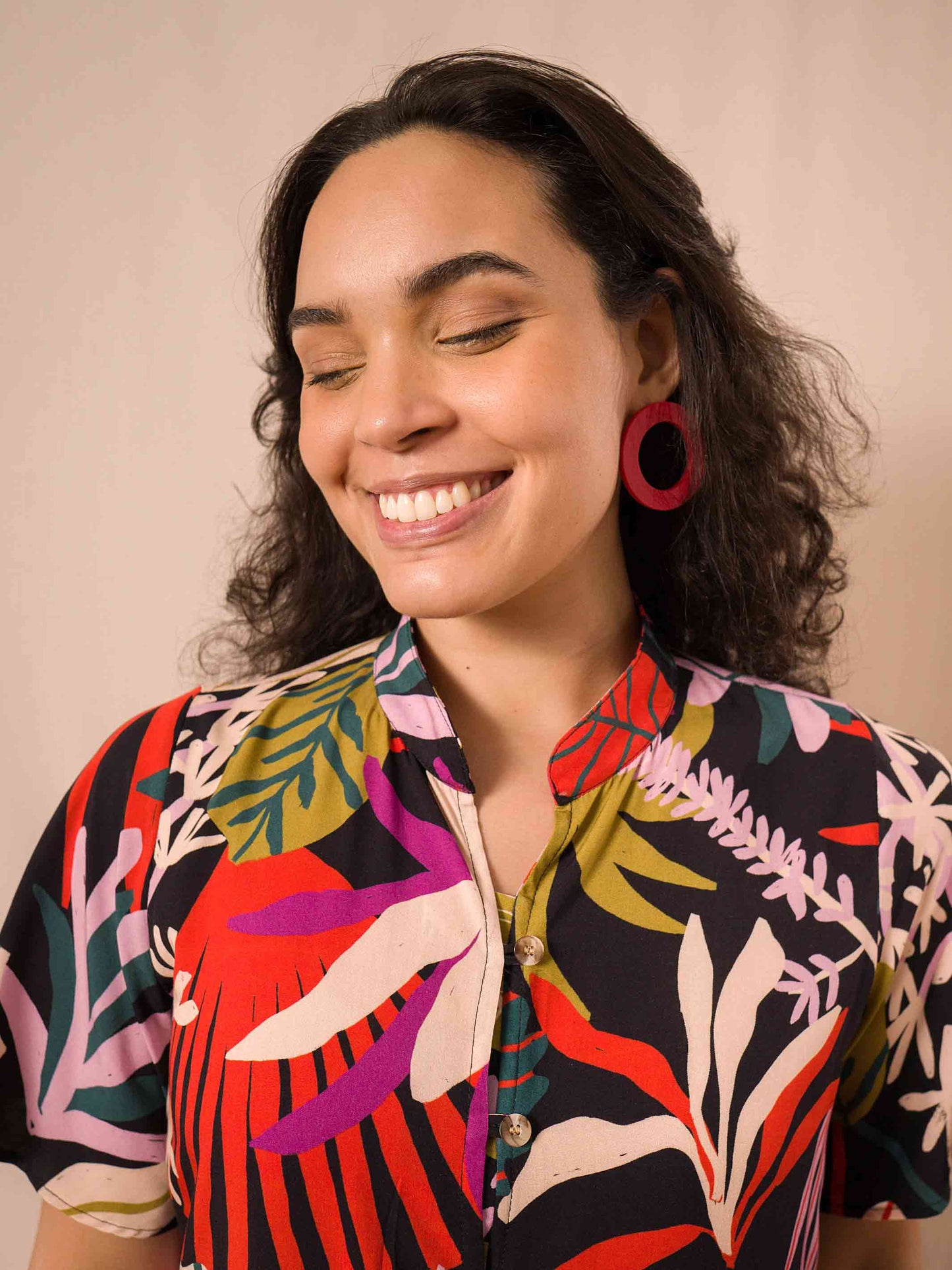 VESTIDO NIPÔNICA LONGUETE | FOLHAGENS