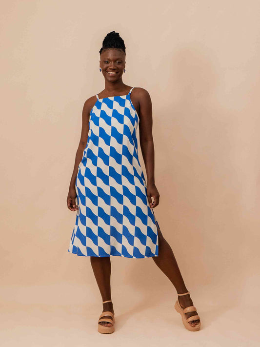VESTIDO TRAPÉZIO | ONDAS AZUL