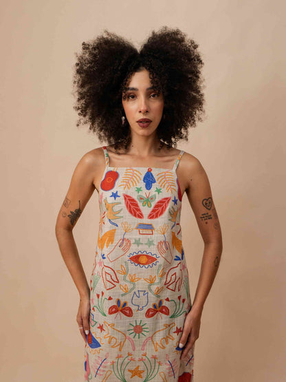 VESTIDO TRAPÉZIO | VIOLETA BORDADA