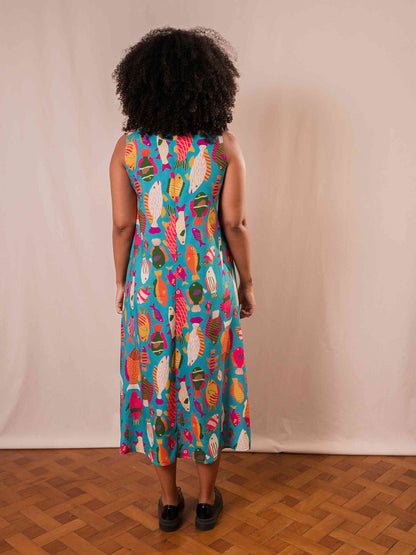 Vestido Gola Padre Peixes | Azul