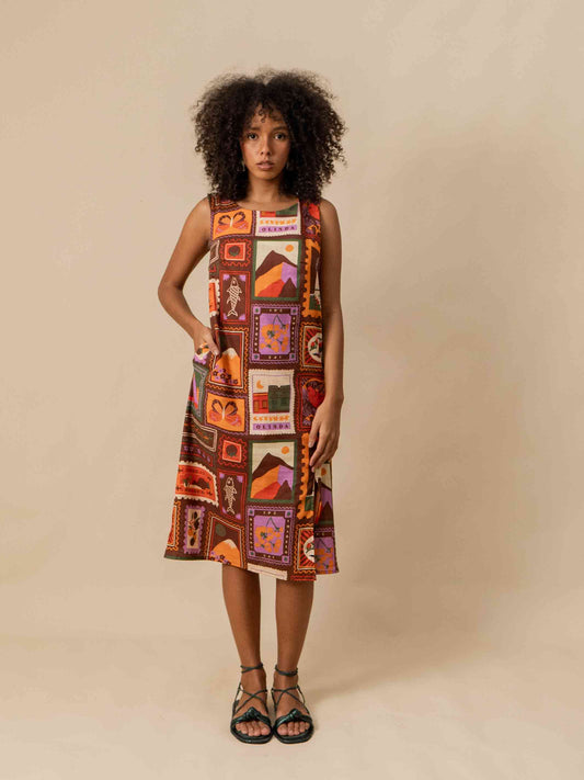 VESTIDO MAT | SELO POSTAL MARROM