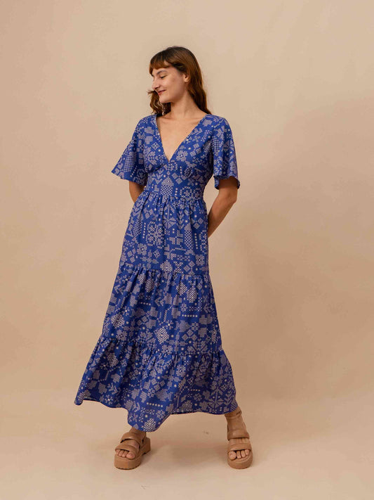 VESTIDO NINA LONGUETE | PONTO CRUZ AZUL