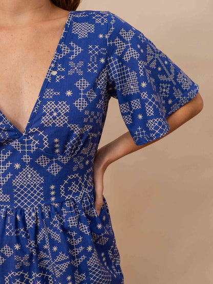 VESTIDO NINA LONGUETE | PONTO CRUZ AZUL