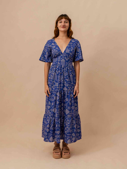 VESTIDO NINA LONGUETE | PONTO CRUZ AZUL