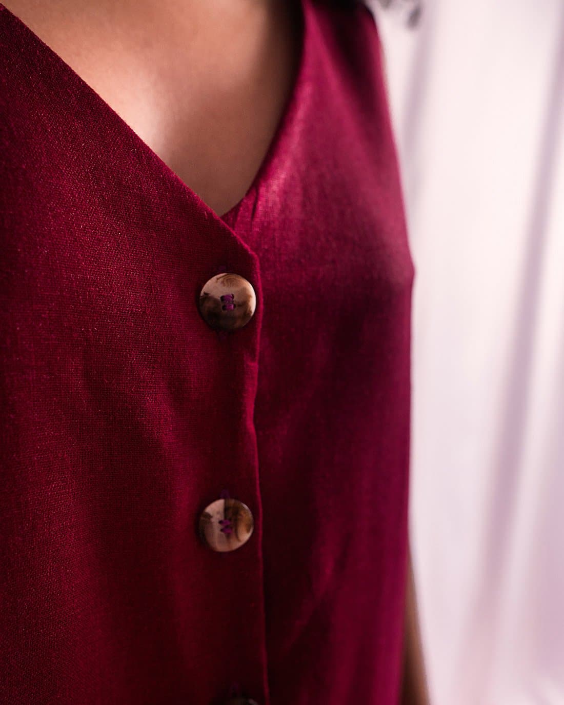 Vestido Lina | Linho Vinho